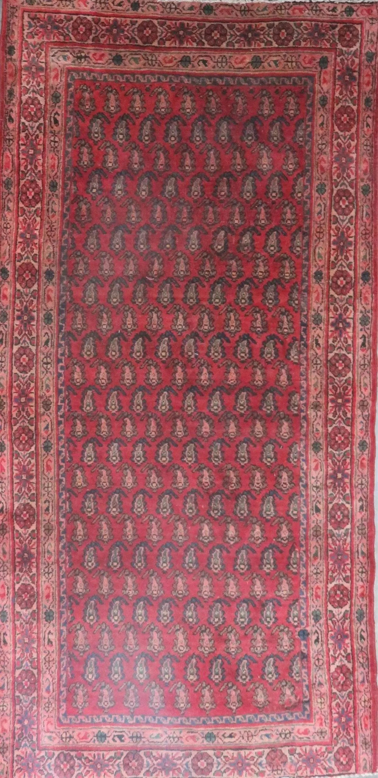 One Of The Kind Hand-Knotted Persian Wool Rug _ Luxurious Vintage Design, 17'2" x 3'5", Artisan Crafted